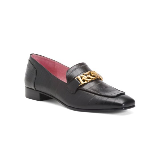GINI & ALBERT Storm Leather Babs Slip On Chain Loafers